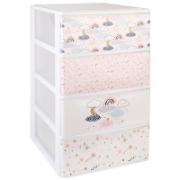 A CHEST OF DRAWER WITH 4 DRAWERS 38X37X63CM WITH CLOUDS IML DECORATION