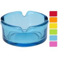 ASHTRAY GLASS 7CM 6 ASSORTED COLORS