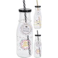 DRINKING BOTTLE W STRAW 4 ASSORTED COLORS