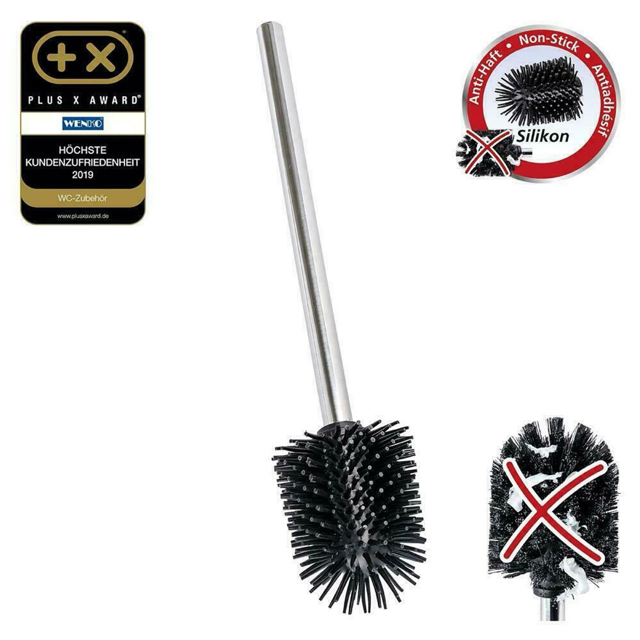 WENKO SILICONE REPLACEMENT BRUSH STAINLESS STEEL HANDLE BLACK