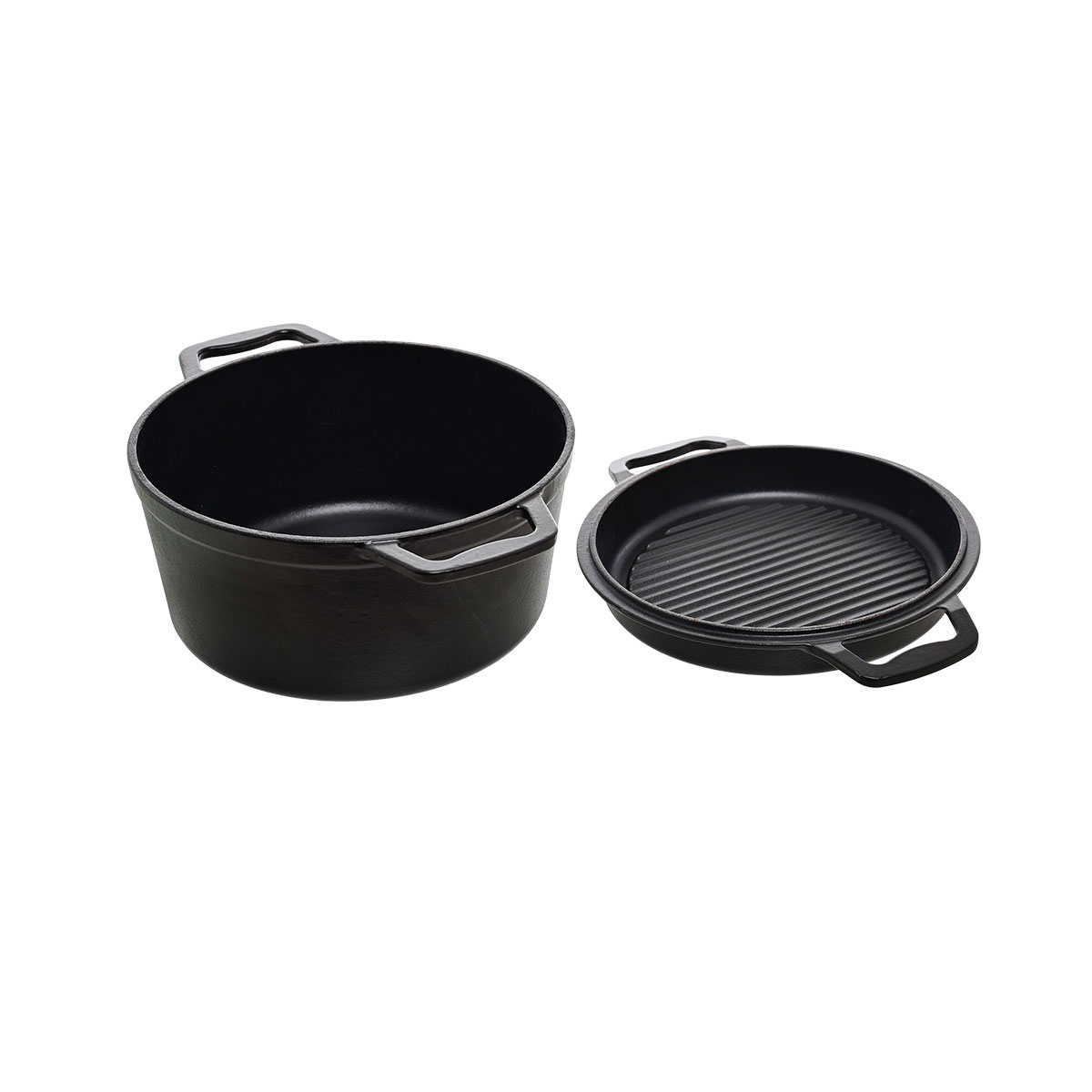 ESTIA CASSEROLE IRON 2 IN 1 CAST IRON 25CM WITH FRYING PAN LID